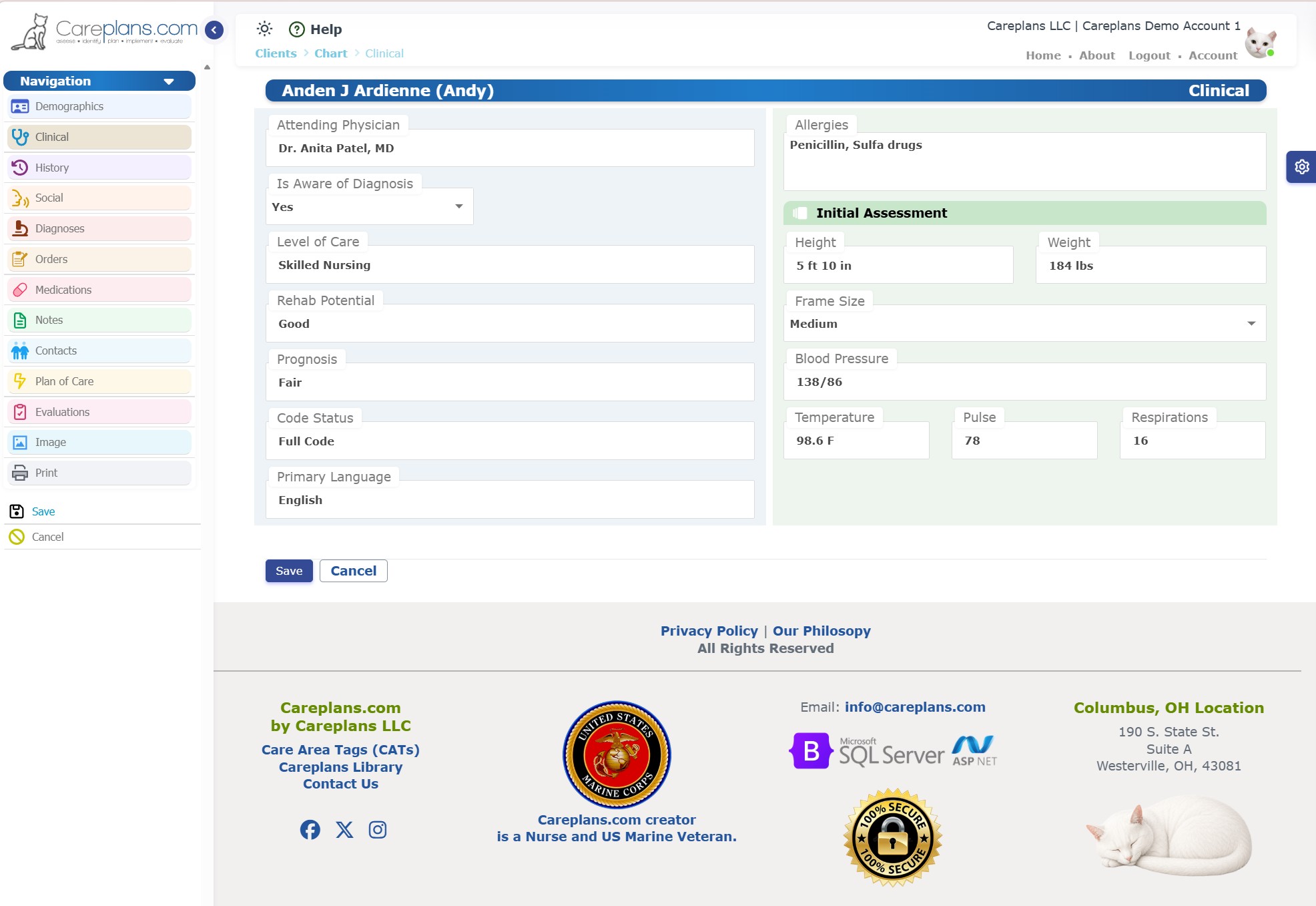 Clinical information screen